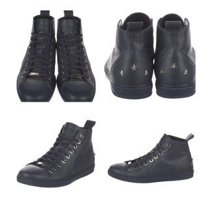 Jimmy Choo men’s colt star studded navy high top sneakers, size 43 authentic